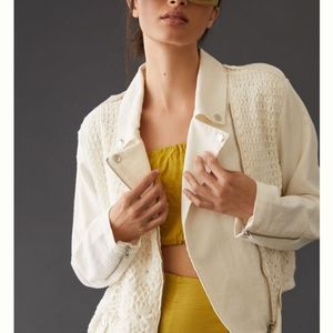 Anthropologie Crochet Canvas Moto Jacket (L)